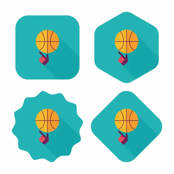Ícone plano de basquete com sombra longa, eps10 — Vetor de Stock