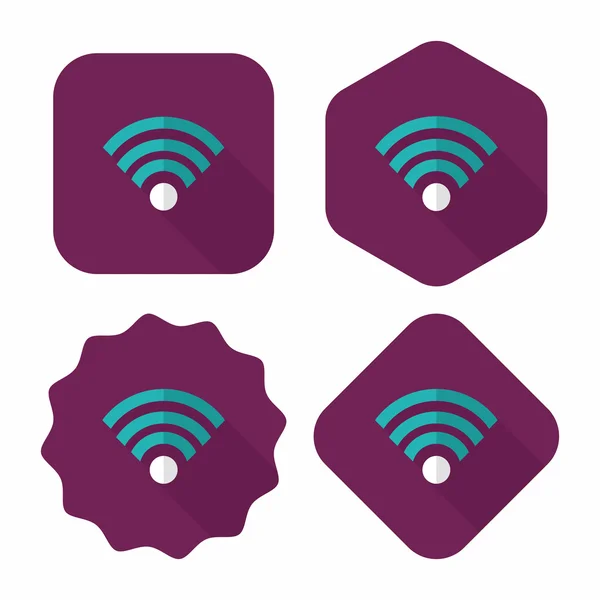 Wireless wifi flat icon with long shadow — Stock Vector