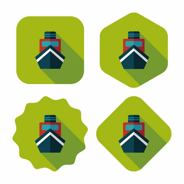 Boot platte pictogram met lange schaduw — Stockvector