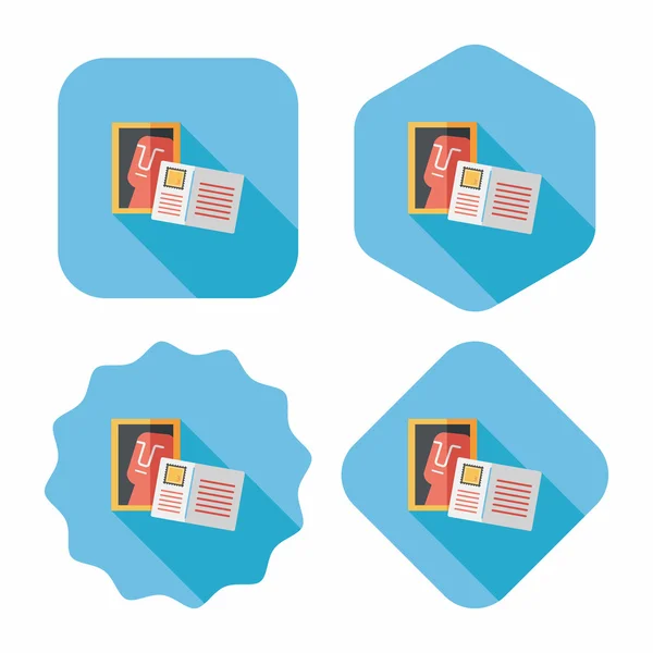 Carte postale icône plate avec ombre longue — Image vectorielle