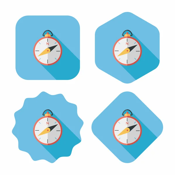 Kompas platte pictogram met lange schaduw — Stockvector