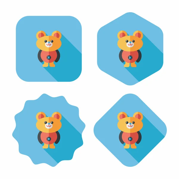 玩具熊平图标与长长的阴影 — 图库矢量图片