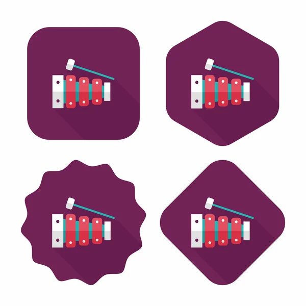 Xylofoon platte pictogram met lange schaduw, eps10 — Stockvector