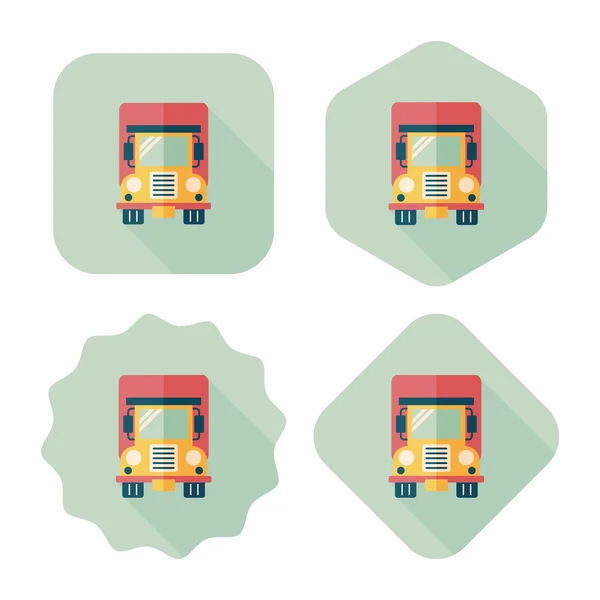 Vervoer vrachtwagen platte pictogram met lange schaduw, eps10 — Stockvector