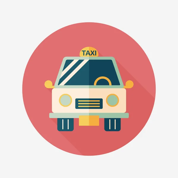 Ikon taksi transportasi datar dengan bayangan panjang, eps10 - Stok Vektor