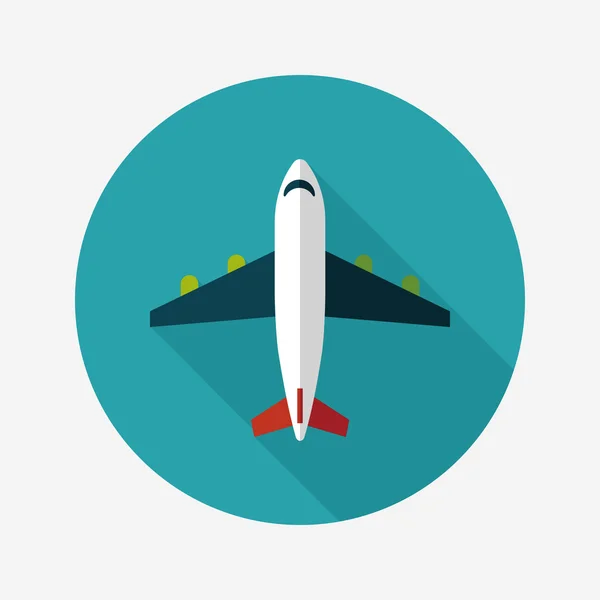 Transportation airplane flat icon with long shadow,eps10 — Stock Vector