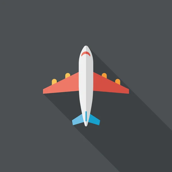 Transporte avião plano ícone com sombra longa, eps10 — Vetor de Stock