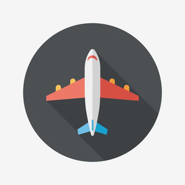 Transport vliegtuig platte pictogram met lange schaduw, eps10 — Stockvector