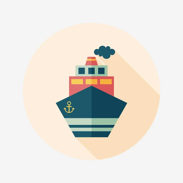 Transport schip platte pictogram met lange schaduw, eps10 — Stockvector