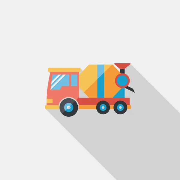 Vervoer Cement mixer platte pictogram met lange schaduw, eps10 — Stockvector