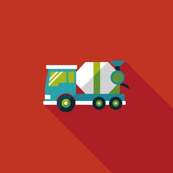 Транспорт Cement mixer flat icon with long shadow, eps10 — стоковый вектор