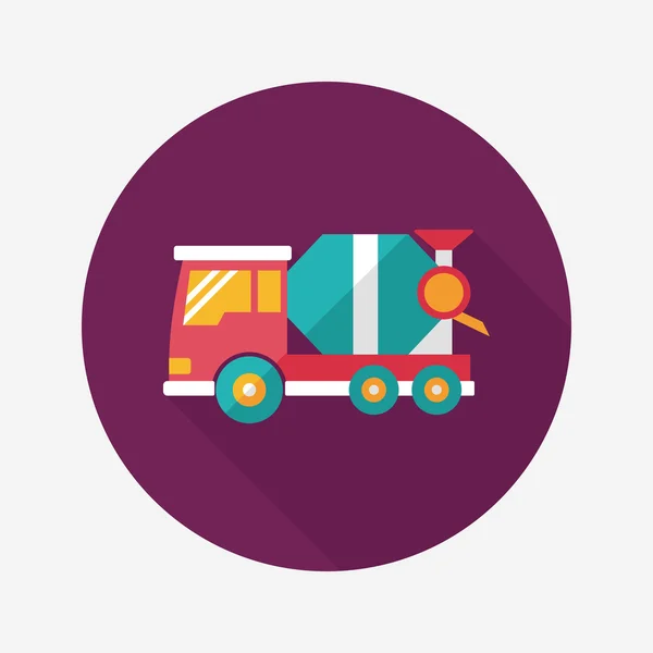 Transporte Mezclador de cemento icono plano con sombra larga, eps10 — Vector de stock