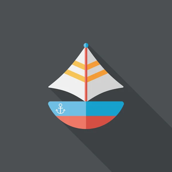 Transportation sailboat flat icon with long shadow,eps10 — Stock Vector