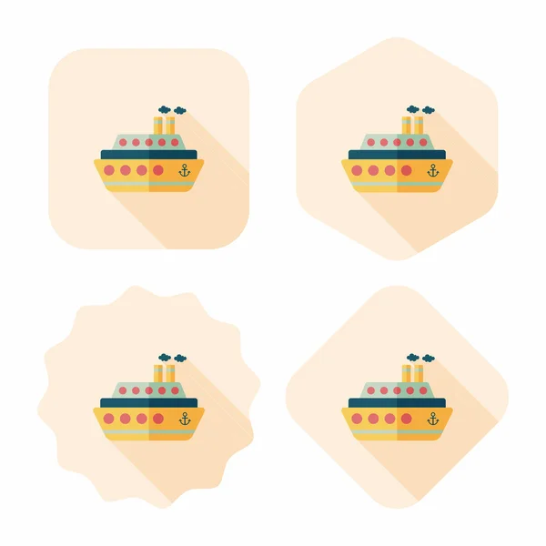 Icône plate de ferry de transport avec ombre longue, eps10 — Image vectorielle