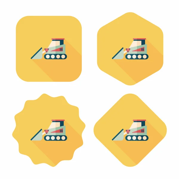 Vervoer bulldozer platte pictogram met lange schaduw, eps10 — Stockvector