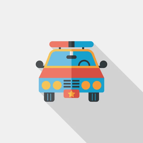 Transporte coche de policía icono plano con sombra larga, eps10 — Vector de stock