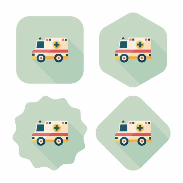 Transporte ambulância ícone plano com sombra longa, eps10 —  Vetores de Stock