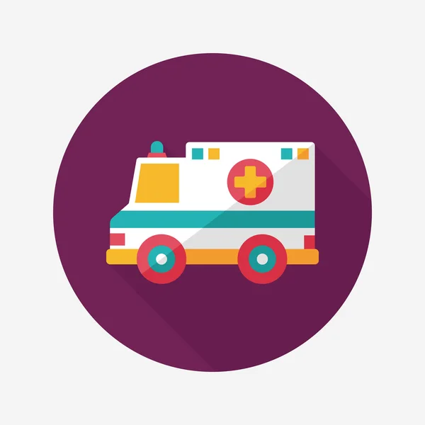 Uzun Gölge, eps10 ile ulaşım ambulans düz simgesi — Stok Vektör