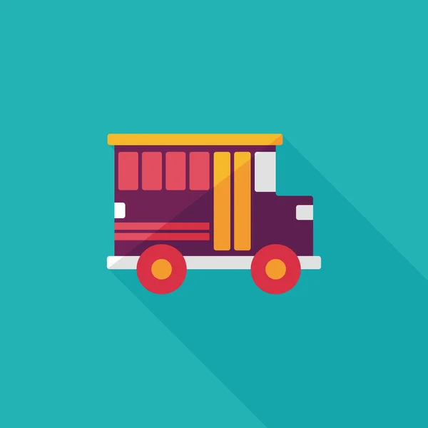 Transporte autobús escolar icono plano con sombra larga, eps10 — Vector de stock