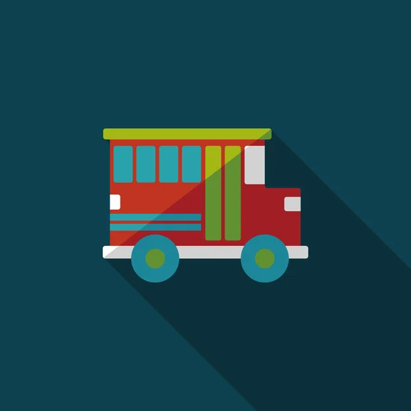 Transporte autobús escolar icono plano con sombra larga, eps10 — Vector de stock