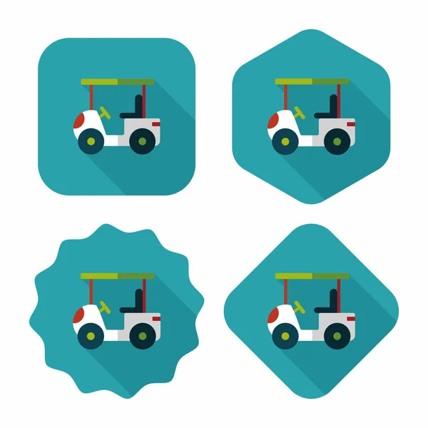 Транспорт Golf Cart flat icon with long shadow, eps10 — стоковый вектор