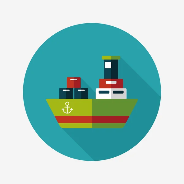 Vervoer containerschip platte pictogram met lange schaduw, eps10 — Stockvector