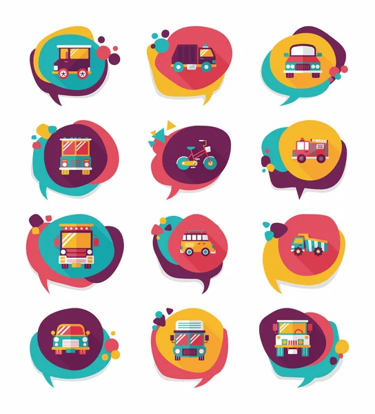 Transportation speech bubble flat design background set, eps10 — Stock Vector