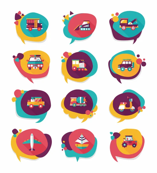 Transportation speech bubble flat design background set, eps10 — Stock Vector