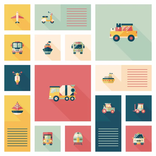 Transportation ui flat design background set, eps10 — Stock Vector