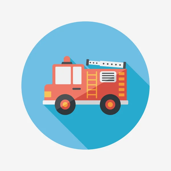 Транспорт Fire truck flat icon with long shadow, eps10 — стоковый вектор