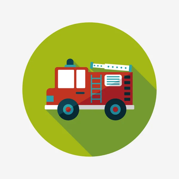 Transportation Fire truck flat icon with long shadow,eps10 — Stock Vector