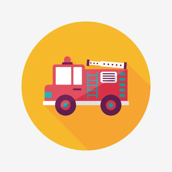 Transportation Fire truck flat icon with long shadow,eps10 — Stock Vector