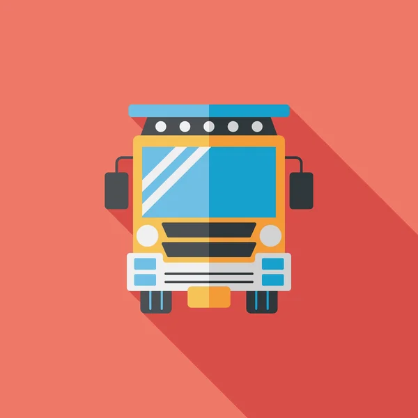 Transporte autobús escolar icono plano con sombra larga, eps10 — Vector de stock