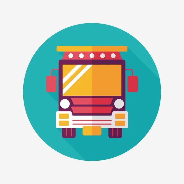 Transport bus scolaire icône plate avec ombre longue, eps10 — Image vectorielle