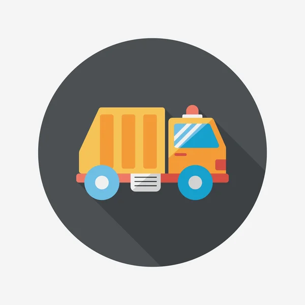 Transporte Camión de basura icono plano con sombra larga, eps10 — Vector de stock