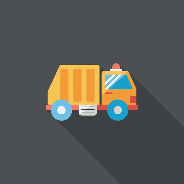 Transportation Garbage truck flat icon with long shadow,eps10 — Stock Vector