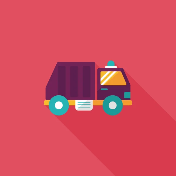 Transport Camion à ordures icône plate avec ombre longue, eps10 — Image vectorielle