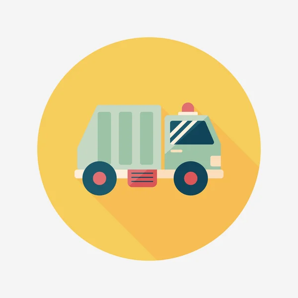 Uzun gölgeli çöp kamyonu simgesi, eps10 — Stok Vektör
