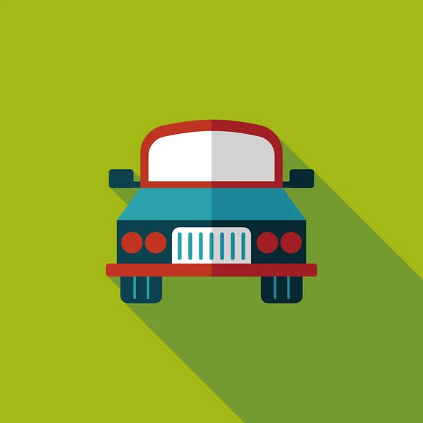 Transporte coche icono plano con sombra larga, eps10 — Vector de stock