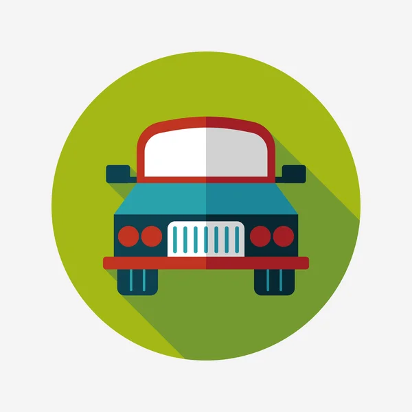 Transporte coche icono plano con sombra larga, eps10 — Vector de stock