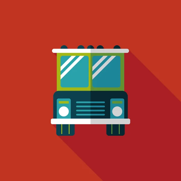 Transport Bus flache Ikone mit langem Schatten, Eps10 — Stockvektor