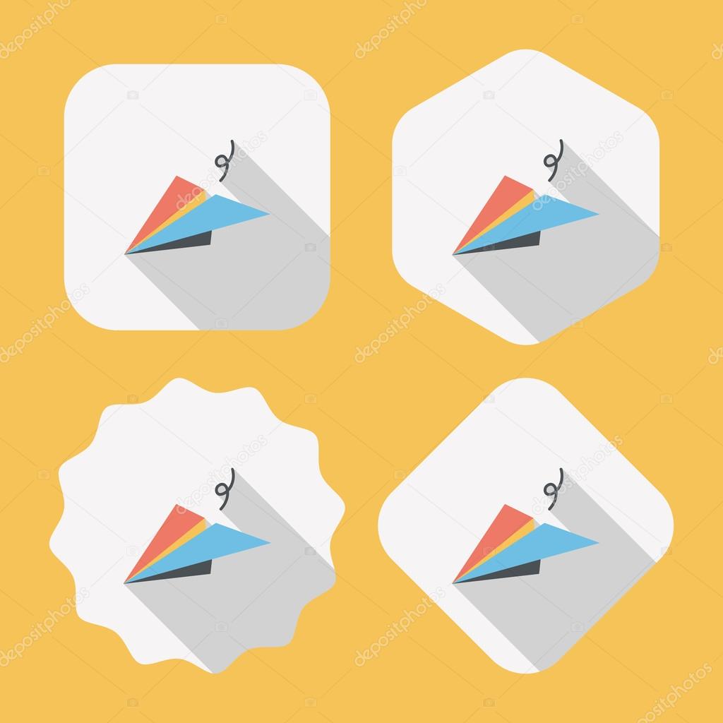 Paper airplane flat icon with long shadow