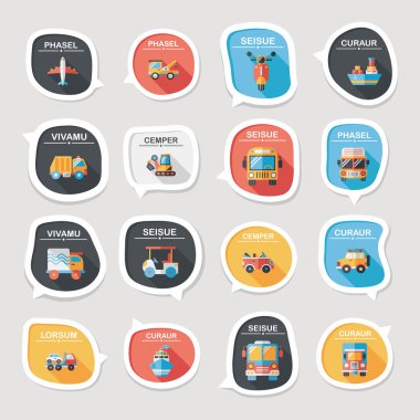 Ulaşım konuşma balonu düz tasarım arka plan ayarlamak, eps10