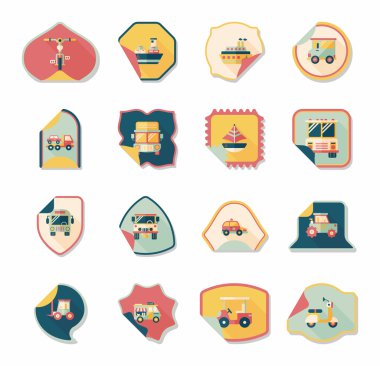 Ulaşım etiket düz tasarım arka plan ayarlamak, eps10