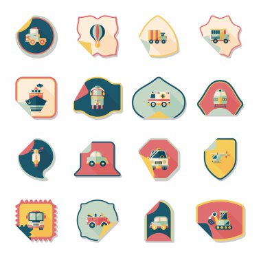 Ulaşım etiket düz tasarım arka plan ayarlamak, eps10