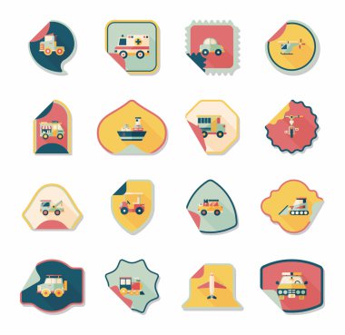 Ulaşım etiket düz tasarım arka plan ayarlamak, eps10