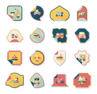 Ulaşım etiket düz tasarım arka plan ayarlamak, eps10