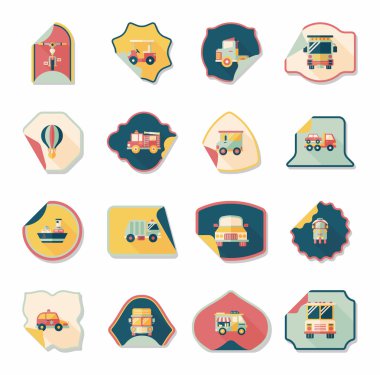 Ulaşım etiket düz tasarım arka plan ayarlamak, eps10