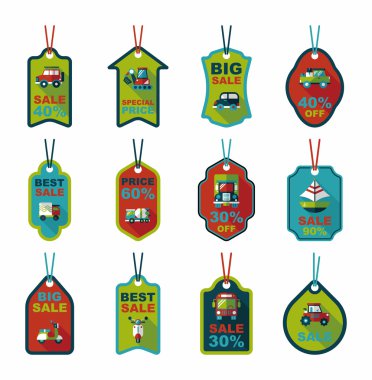 Ulaşım etiketi düz tasarım arka plan ayarlamak, eps10