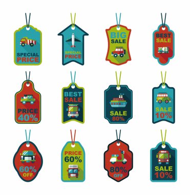 Ulaşım etiketi düz tasarım arka plan ayarlamak, eps10